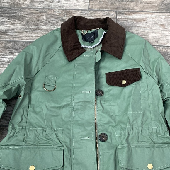J Crew Classic Field Jacket Corduroy Trim Light Green Utility Coated Coat SMALL - Picture 6 of 11